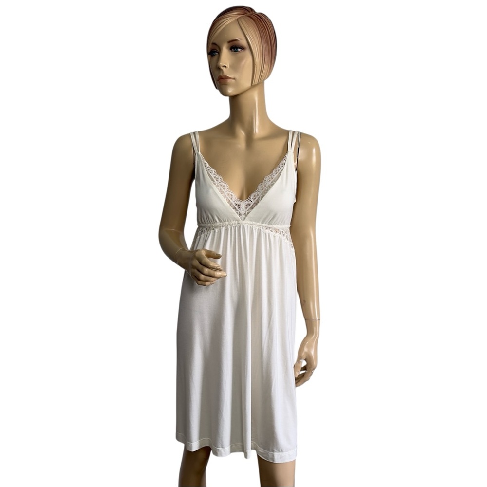 Soma Cool Nights Soft Support Chemise Ivory Lace Trim Sleepwear Size Medium